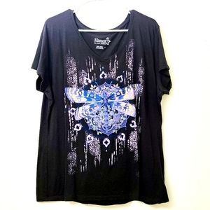 Hanes XXL Women's Black Glitter Firefly Tee